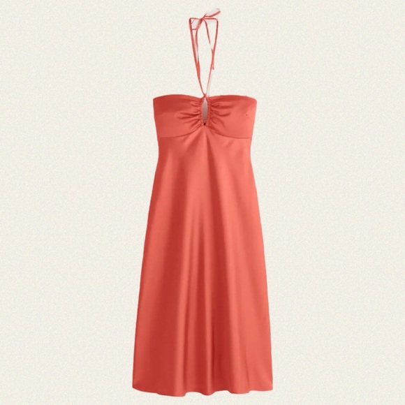 |NWOT| Abercrombie & Fitch Halter Satin Slip Midi Dress - Picture 3 of 5